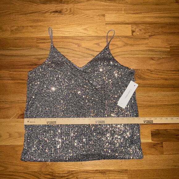 Calvin Klein Women's Sequin Strappy Camisole Silver Size Medium MSRP $64 NEW NWT - Picture 3 of 8